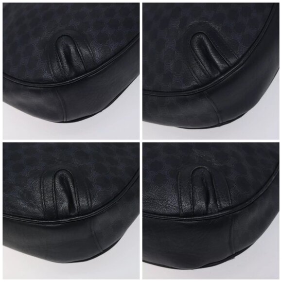 CELINE Macadam Canvas Shoulder Bag Leather Navy Gold Auth 114752 - Picture 16 of 16